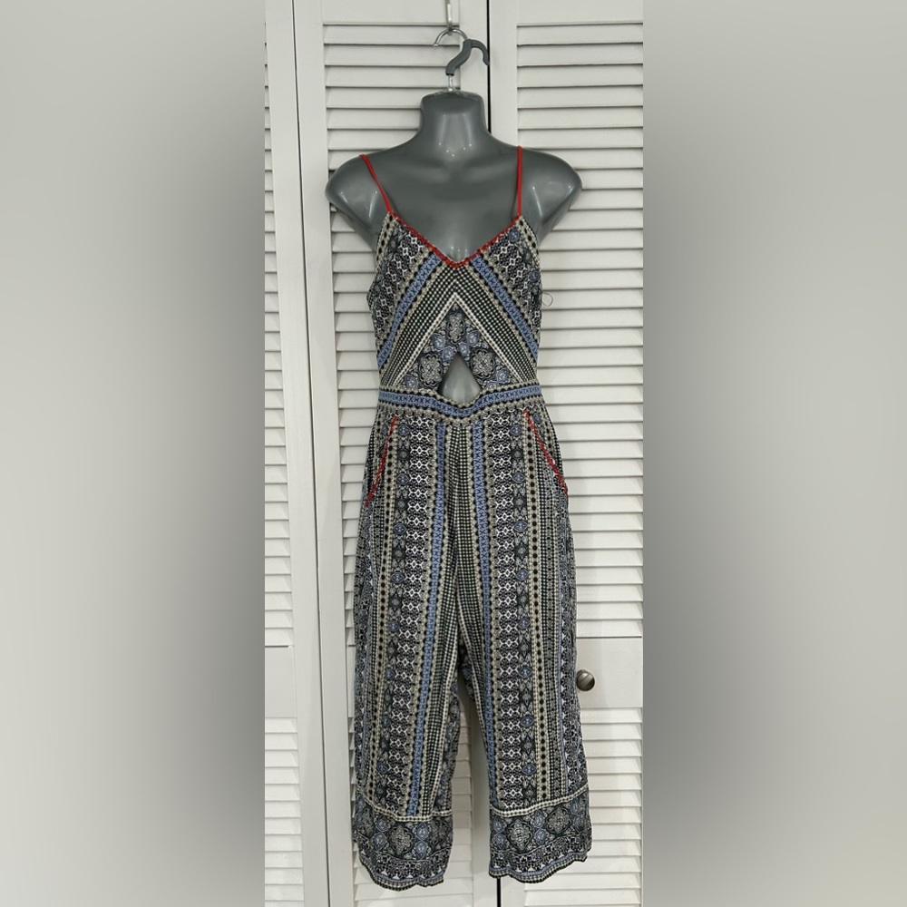 Stella Luce paisley romper with midriff cutout sized medium